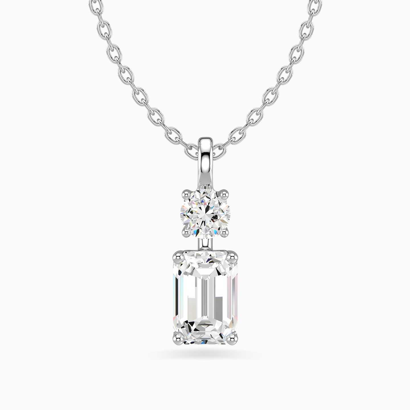 Baguette Lab Grown Diamond Pendant with 18K Gold Chain