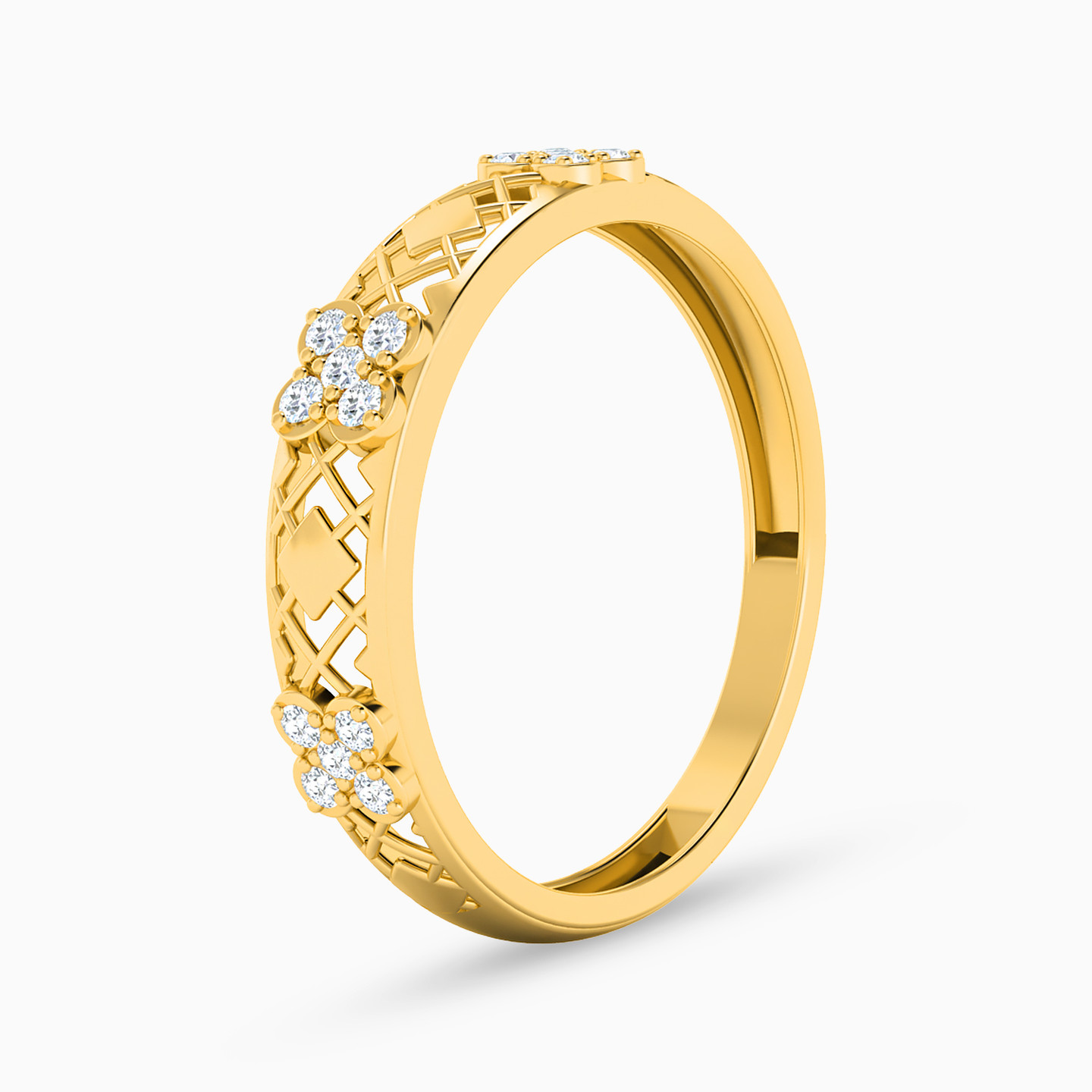 Flower Cubic Zirconia Twin Rings in 21K Gold - 3