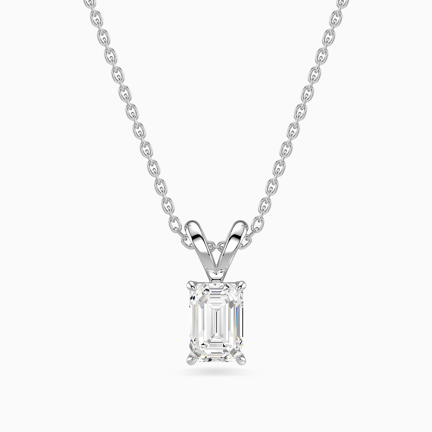 Baguette Lab Grown Diamond Pendant with 18K Gold Chain - 3