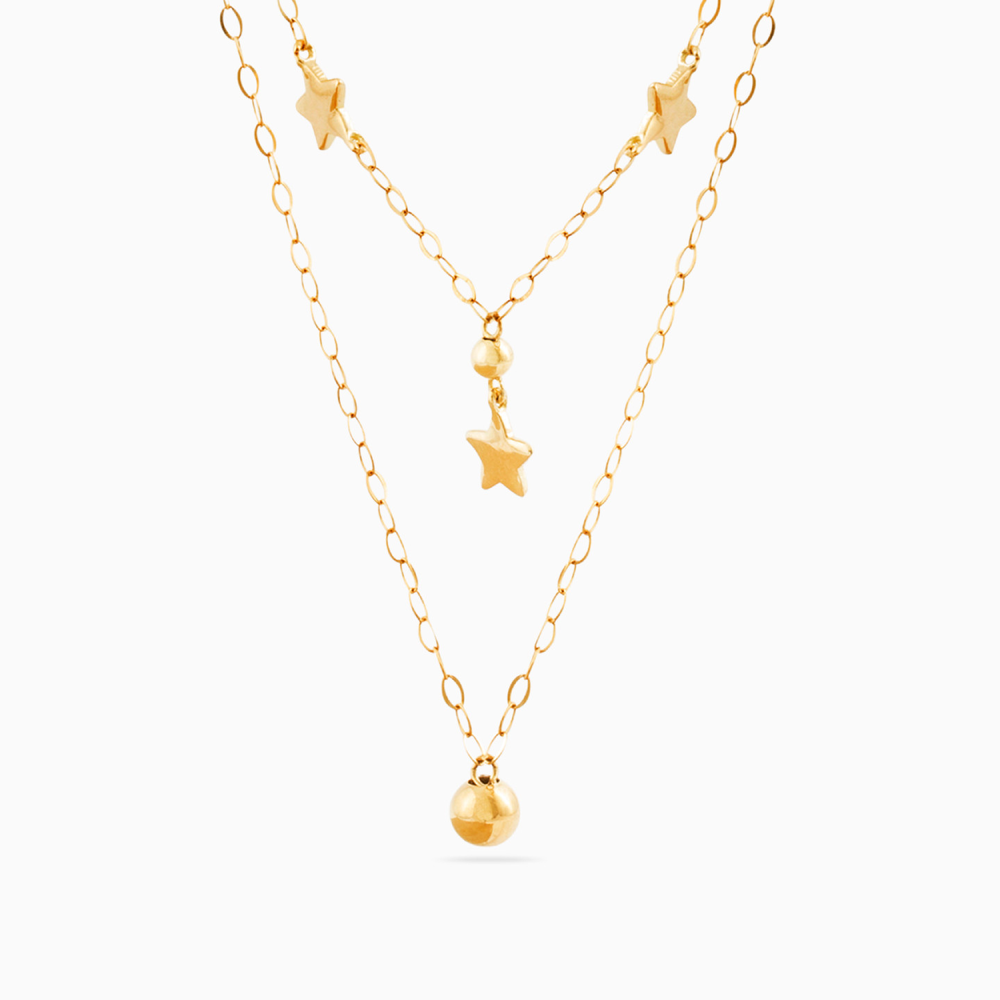 Star Layered Necklace in 18K Gold - 3 Star Layered Necklace in 18K Gold - 3