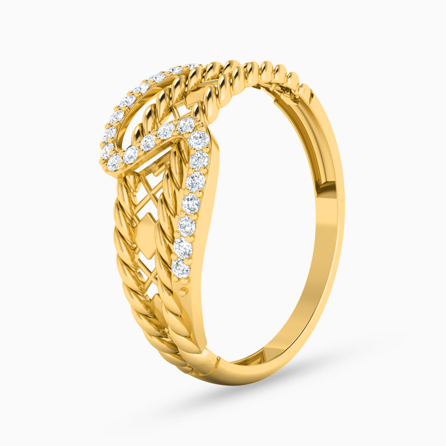 Twist Cubic Zirconia Twin Rings in 21K Gold - 3 Twist Cubic Zirconia Twin Rings in 21K Gold - 3