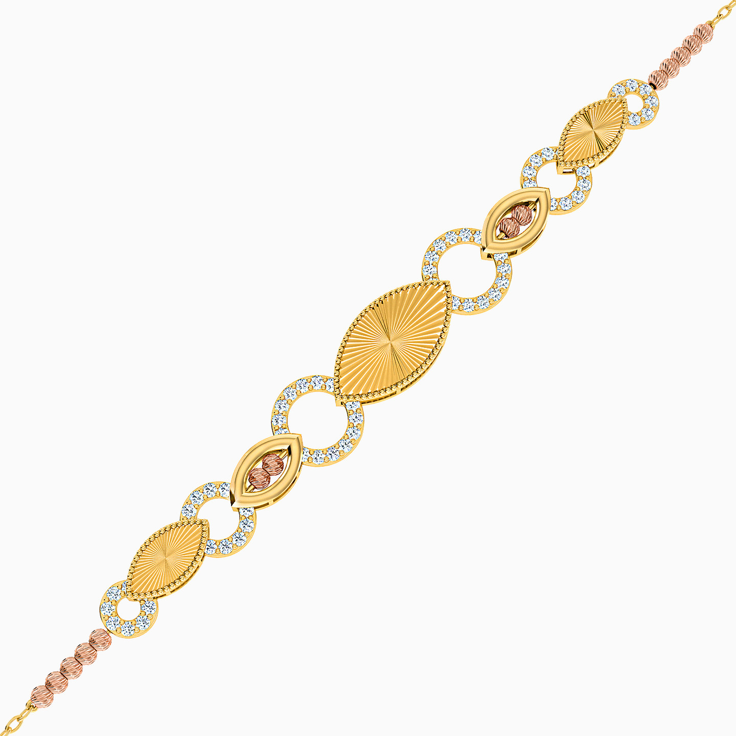 21K Gold Cubic Zirconia Chain Bracelet - 2