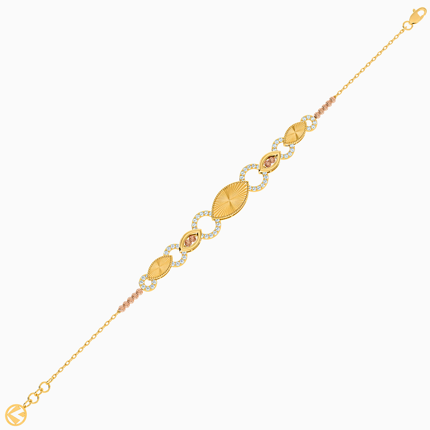 21K Gold Cubic Zirconia Chain Bracelet - 3