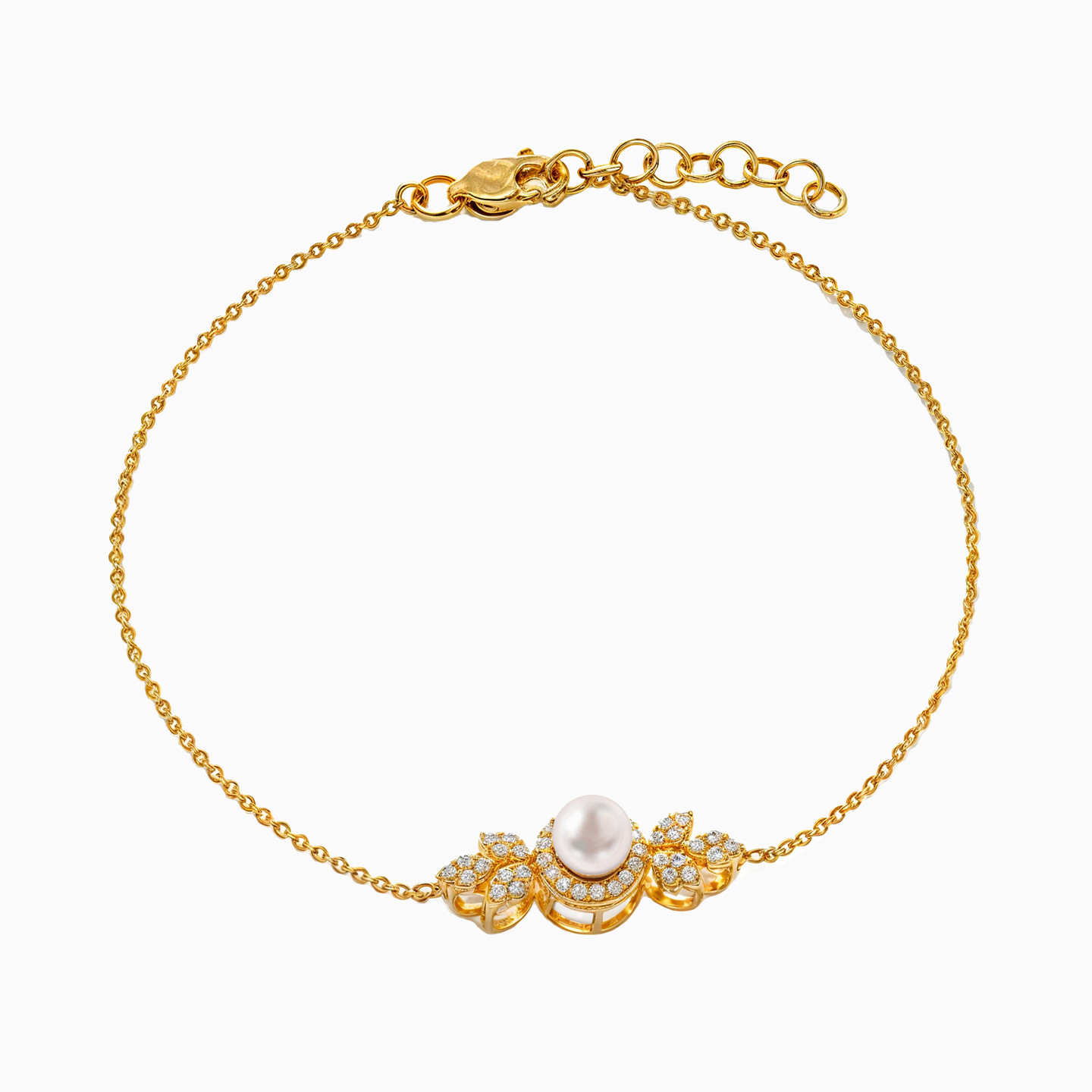 18K Gold Colored Stones Chain Bracelet