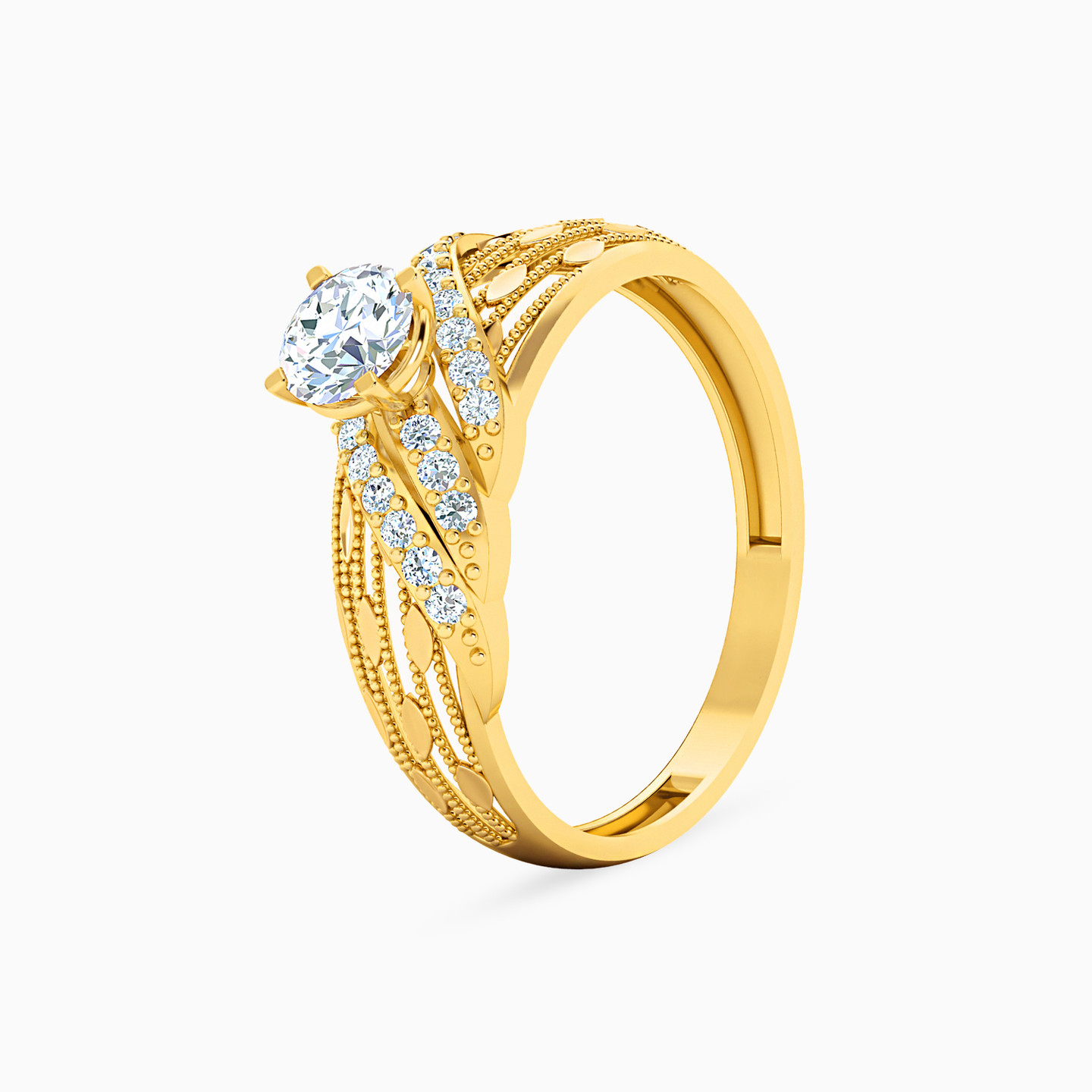 Twist Cubic Zirconia Twin Rings in 21K Gold - 2 Twist Cubic Zirconia Twin Rings in 21K Gold - 2