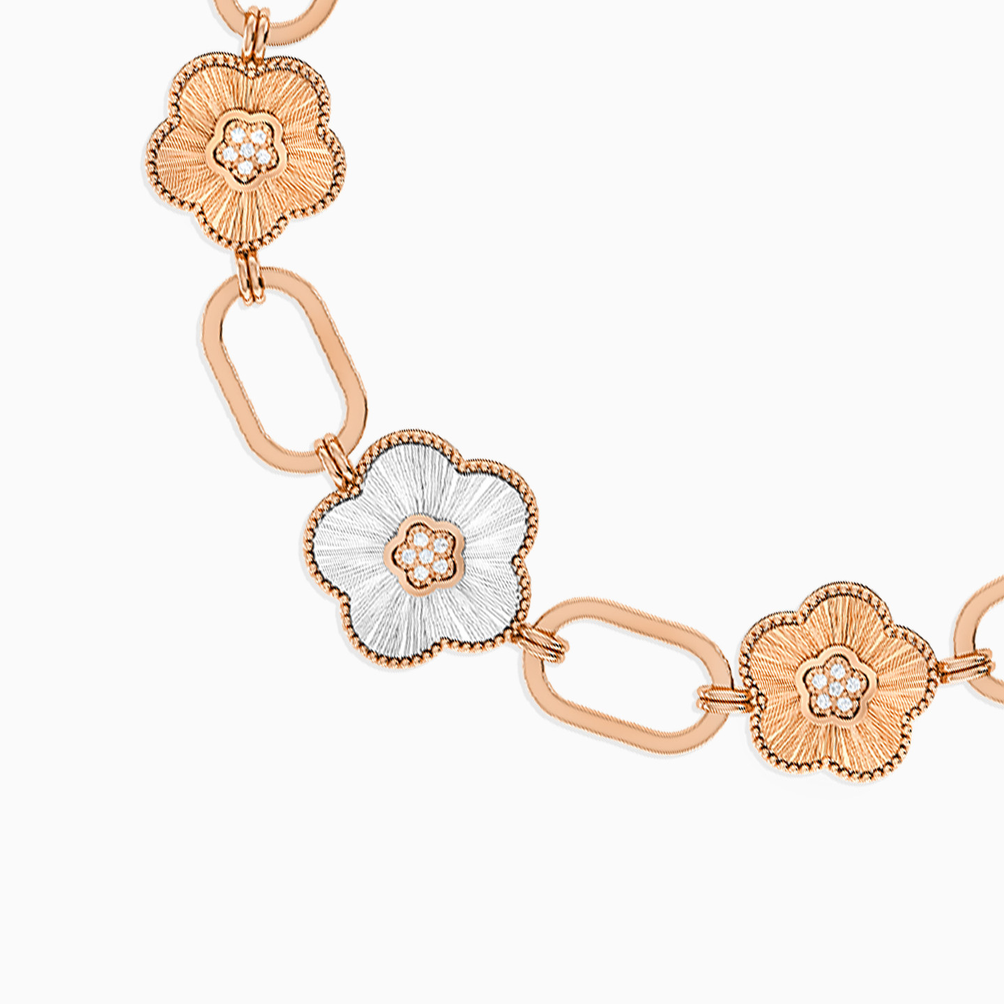 Flower Cubic Zirconia Chain Bracelet in 21K Gold - 3 Flower Cubic Zirconia Chain Bracelet in 21K Gold - 3