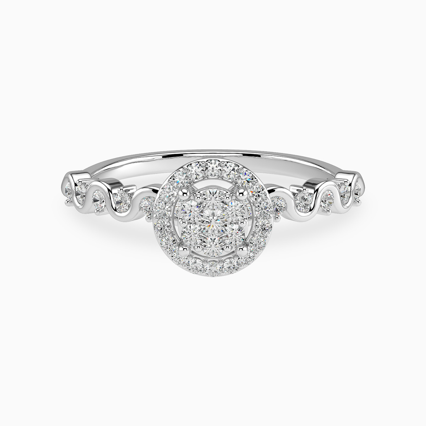 Circle Diamond Twin Rings in 18K Gold - 5 Circle Diamond Twin Rings in 18K Gold - 5