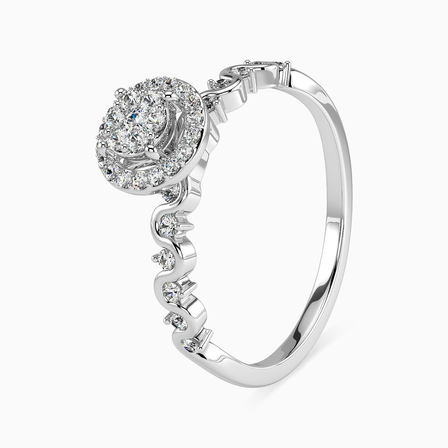 Circle Diamond Twin Rings in 18K Gold - 3 Circle Diamond Twin Rings in 18K Gold - 3