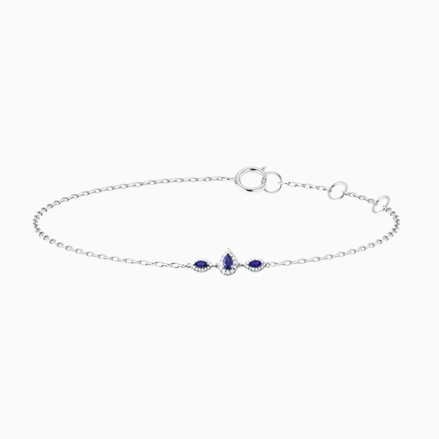 18K Gold Diamond & Sapphire Chain Bracelet