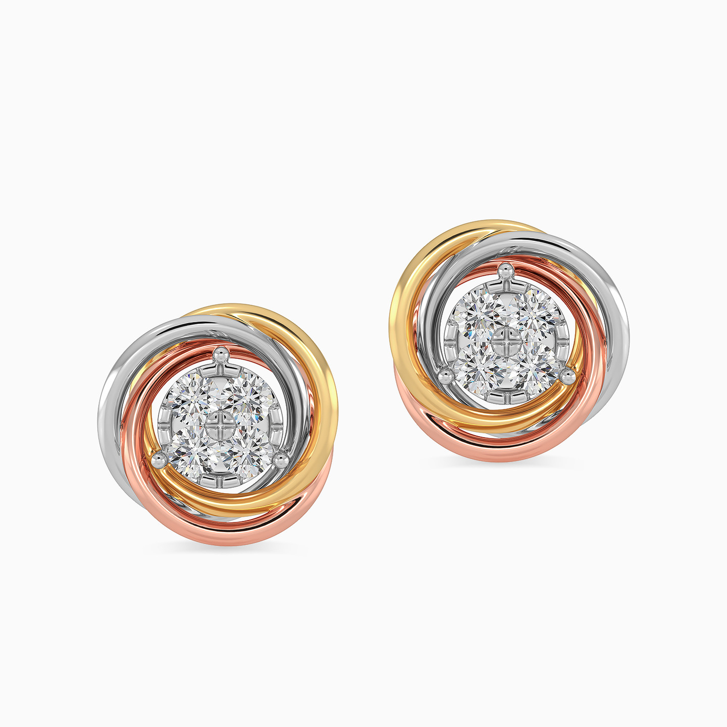 Circle Diamond Stud Earrings in 18K Gold - 4 Circle Diamond Stud Earrings in 18K Gold - 4