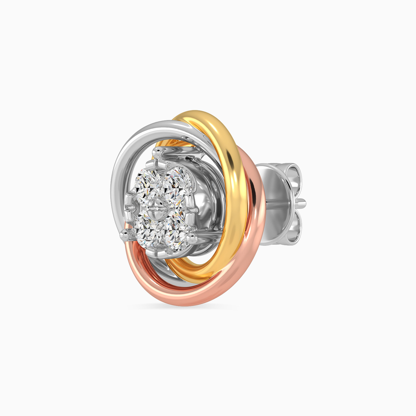 Circle Diamond Stud Earrings in 18K Gold - 5 Circle Diamond Stud Earrings in 18K Gold - 5