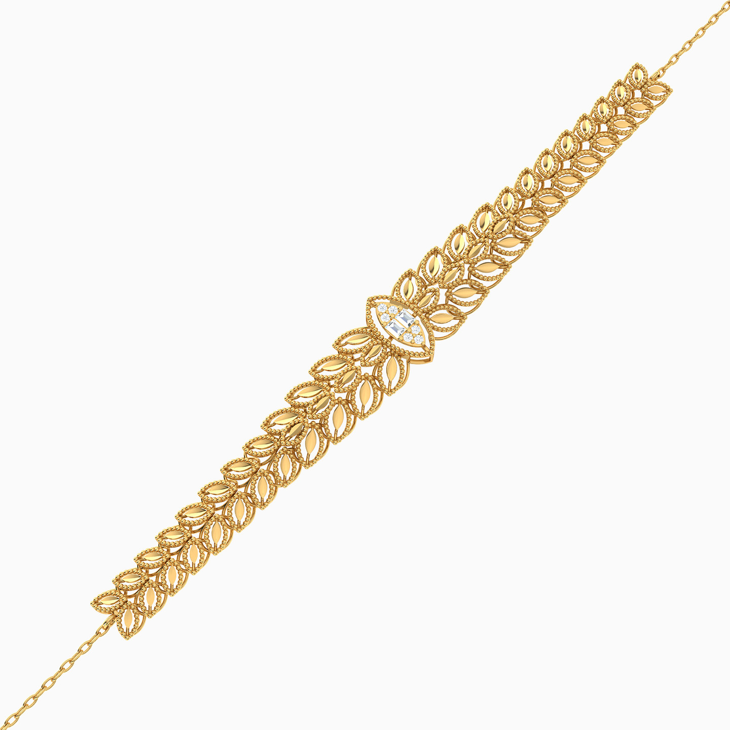 21K Gold Cubic Zirconia Chain Bracelet - 3