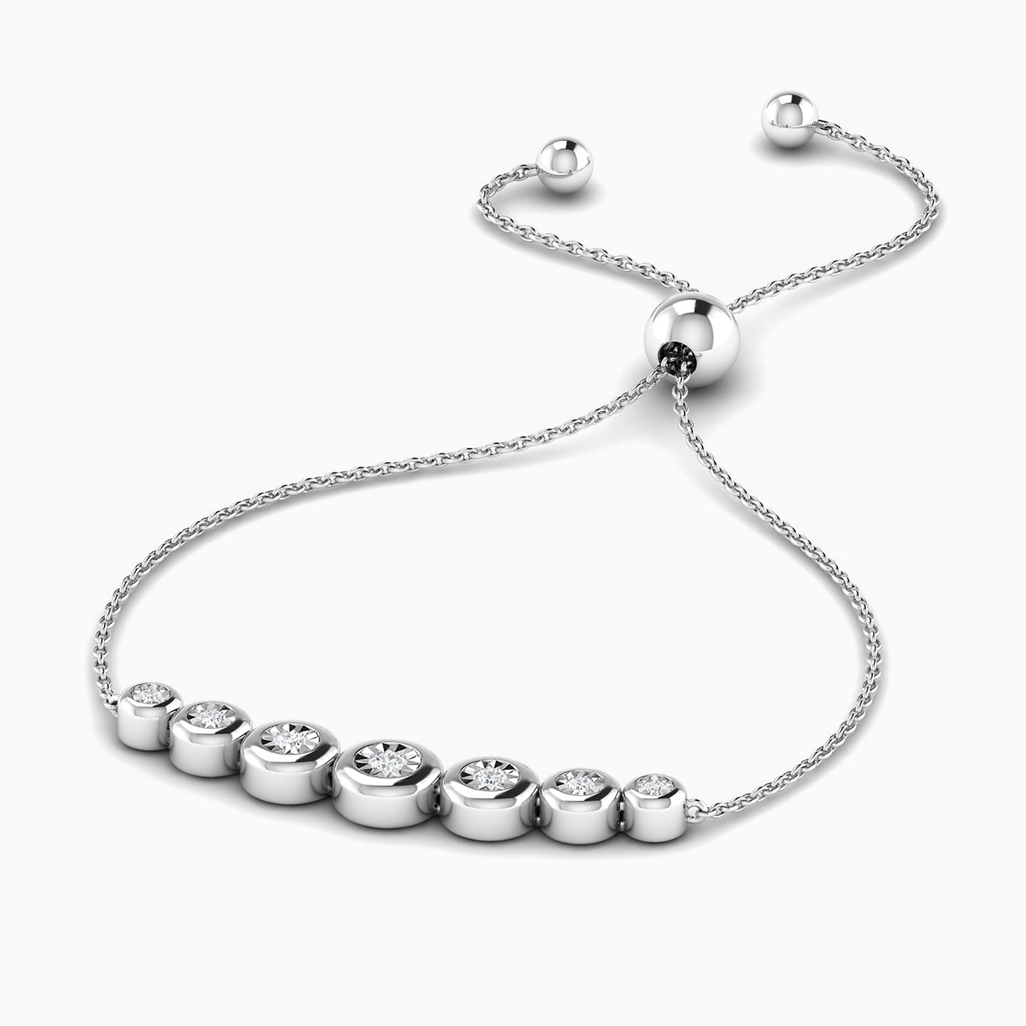 Circle Diamond Chain Bracelet in 18K Gold - 3 Circle Diamond Chain Bracelet in 18K Gold - 3