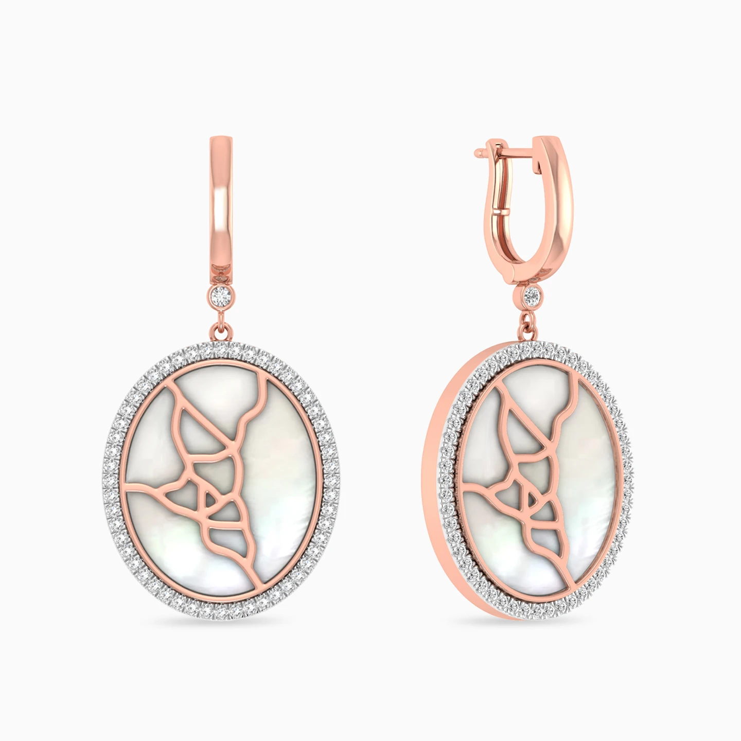 Circle Diamond & Pearl Drop Earrings in 18K Gold - 3 Circle Diamond & Pearl Drop Earrings in 18K Gold - 3