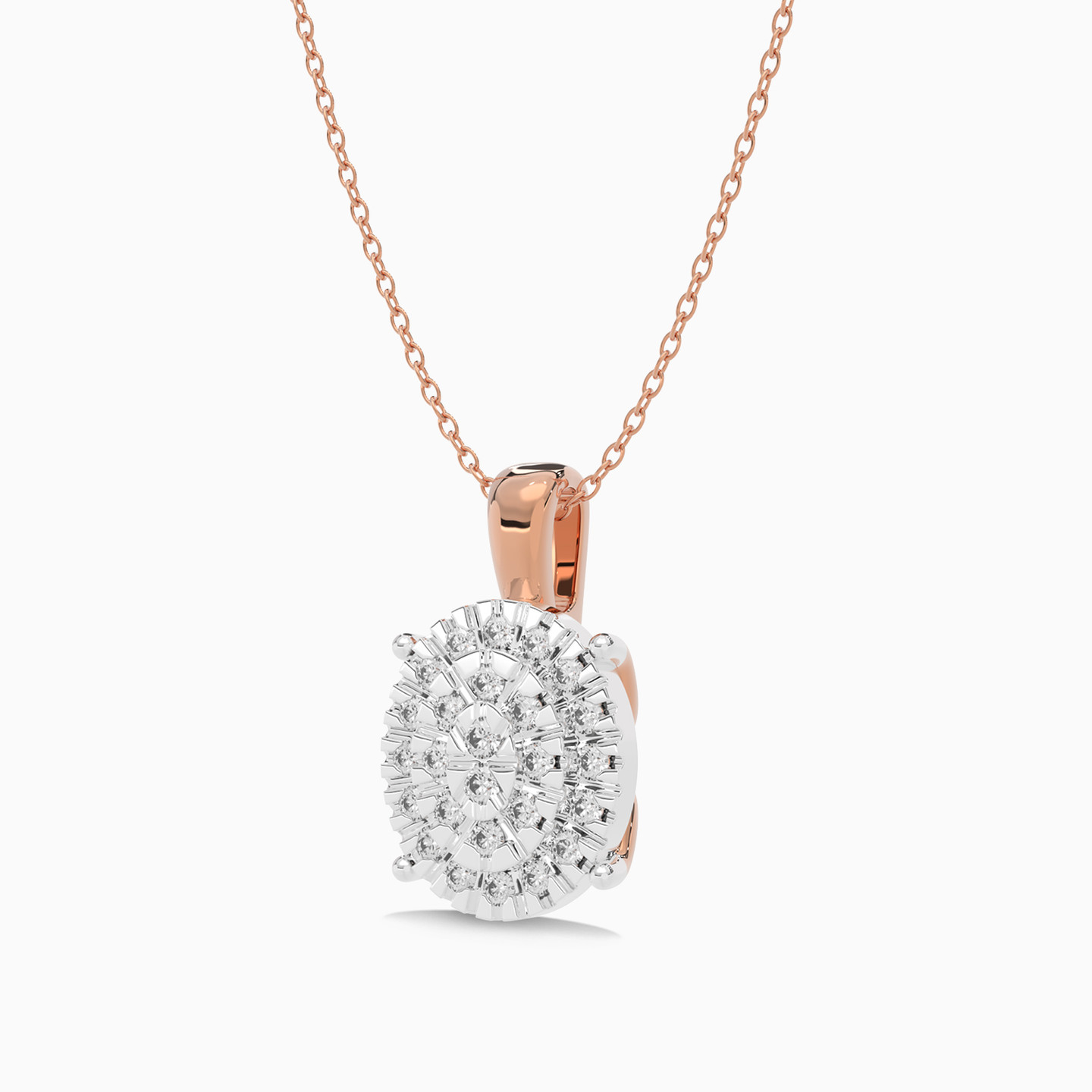 Oval Diamond Pendant in 18K Gold - 2 Oval Diamond Pendant in 18K Gold - 2