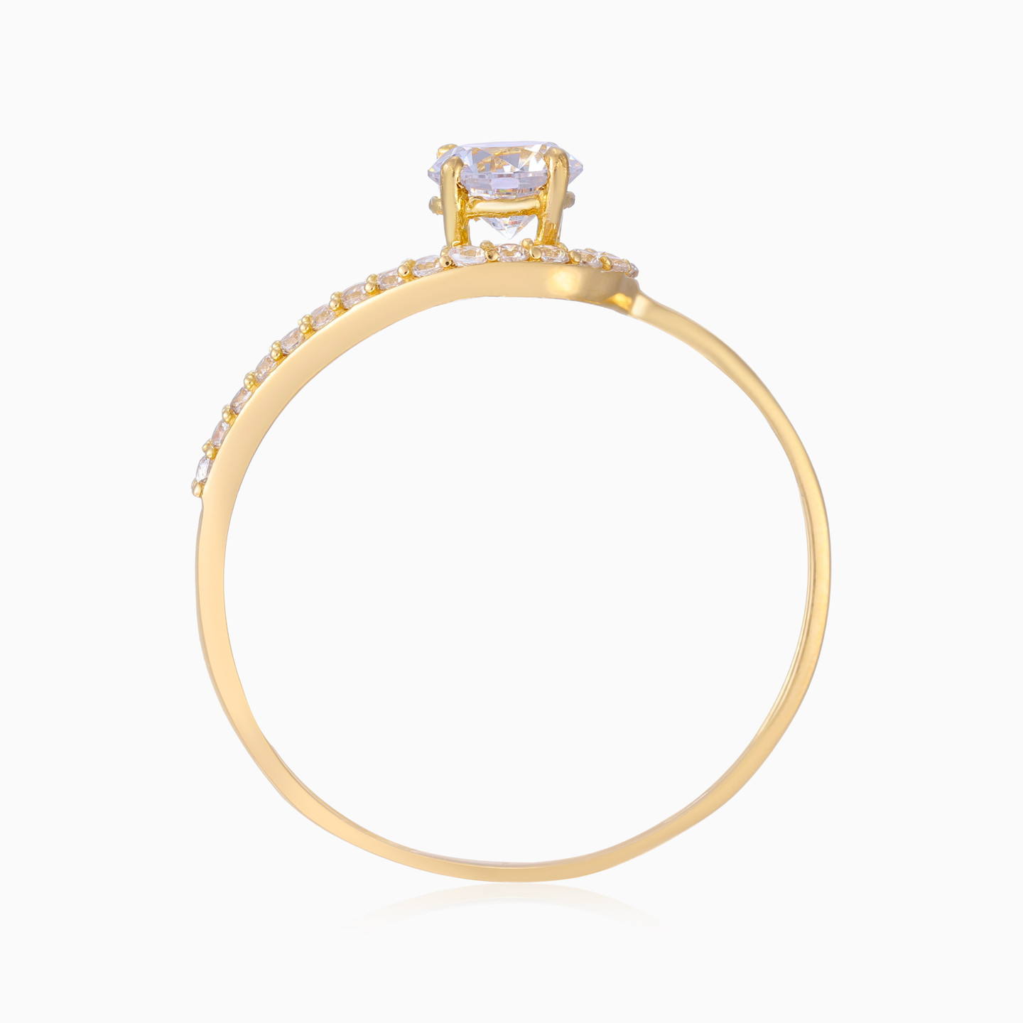 Circle Cubic Zirconia Ring in 21K Gold - 3 Circle Cubic Zirconia Ring in 21K Gold - 3