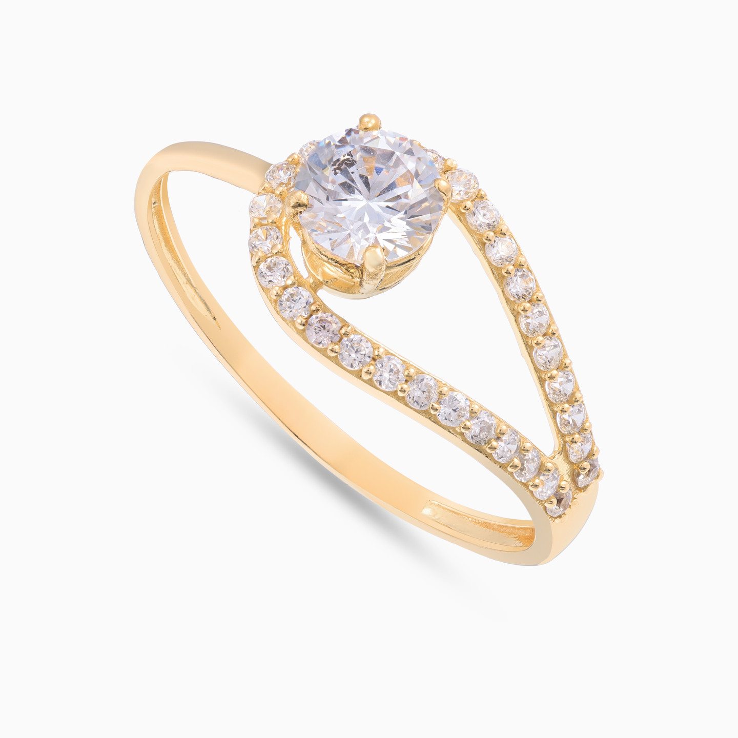 Circle Cubic Zirconia Ring in 21K Gold - 2 Circle Cubic Zirconia Ring in 21K Gold - 2