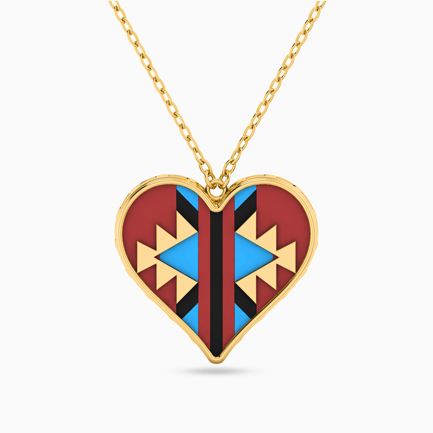 Heart Colored Stones Necklace in 18K Gold Heart Colored Stones Necklace in 18K Gold