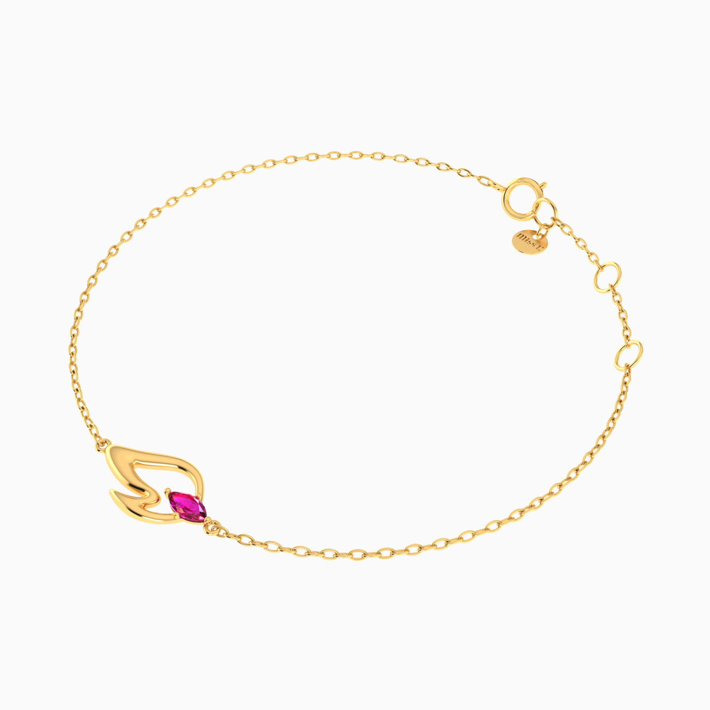 Flame Rose Stone Chain Bracelet in 18K Gold - 2 Flame Rose Stone Chain Bracelet in 18K Gold - 2