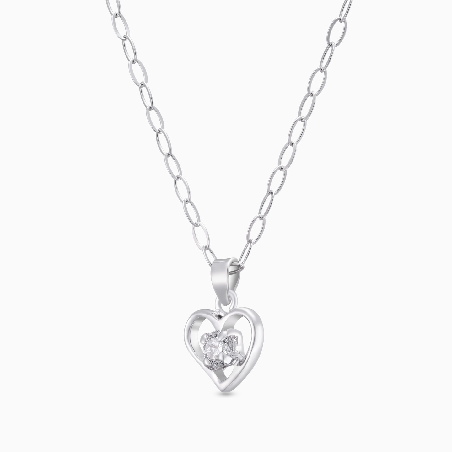 Kids Heart Diamond Pendant Necklace in 18K Gold - 3