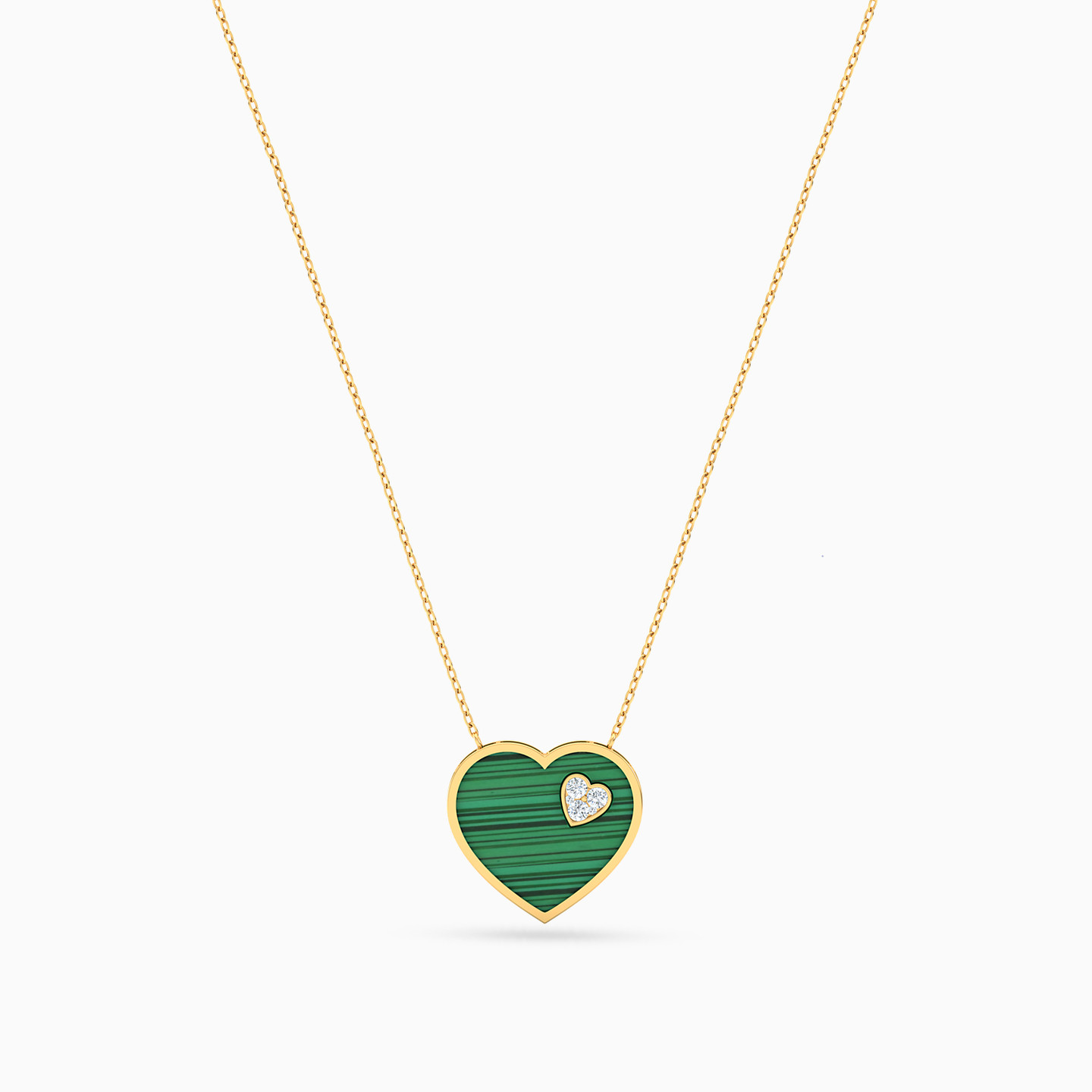 Heart Shaped Diamonds & Colored Stones Pendant with 18K Gold Chain - 3