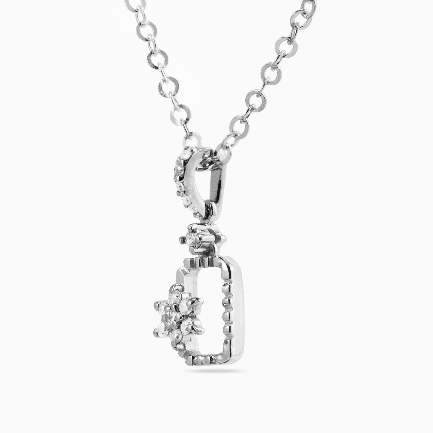 Rectangle Diamond Necklace in 18K Gold - 2