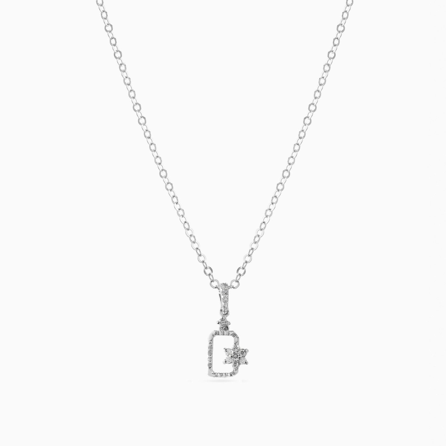 Rectangle Diamond Necklace in 18K Gold - 3