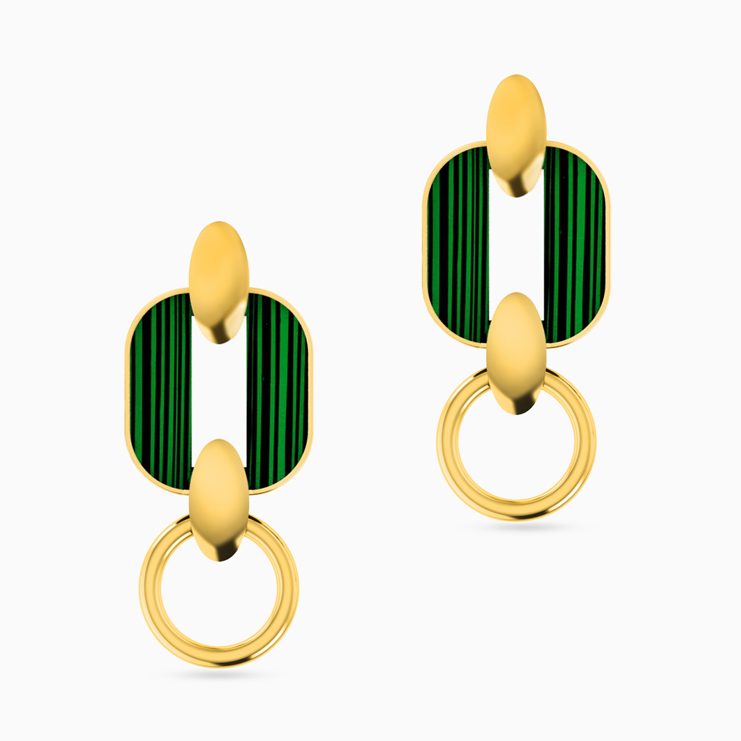 أقراط متدلية ذهب بيضاوية عيار 18 قيراط مزينة باللؤلؤ