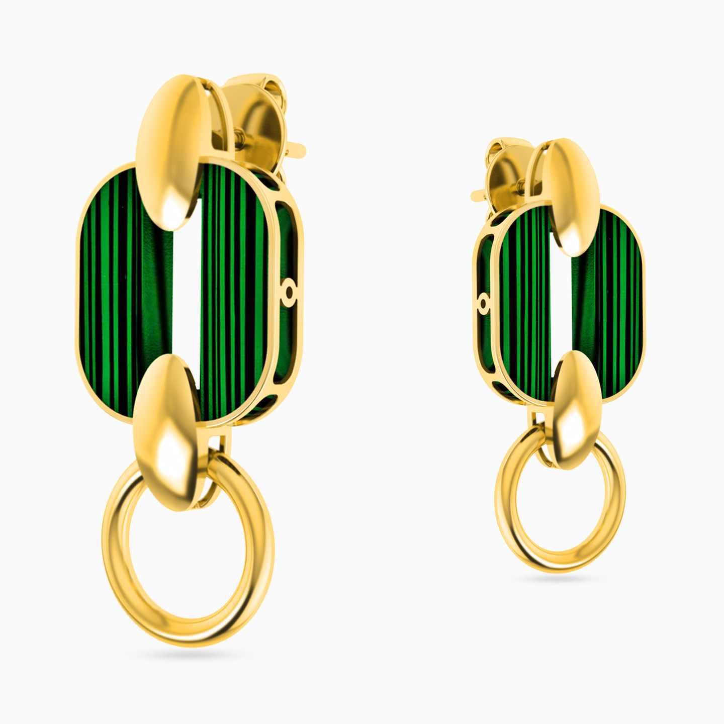 أقراط متدلية ذهب بيضاوية عيار 18 قيراط مزينة باللؤلؤ - 3