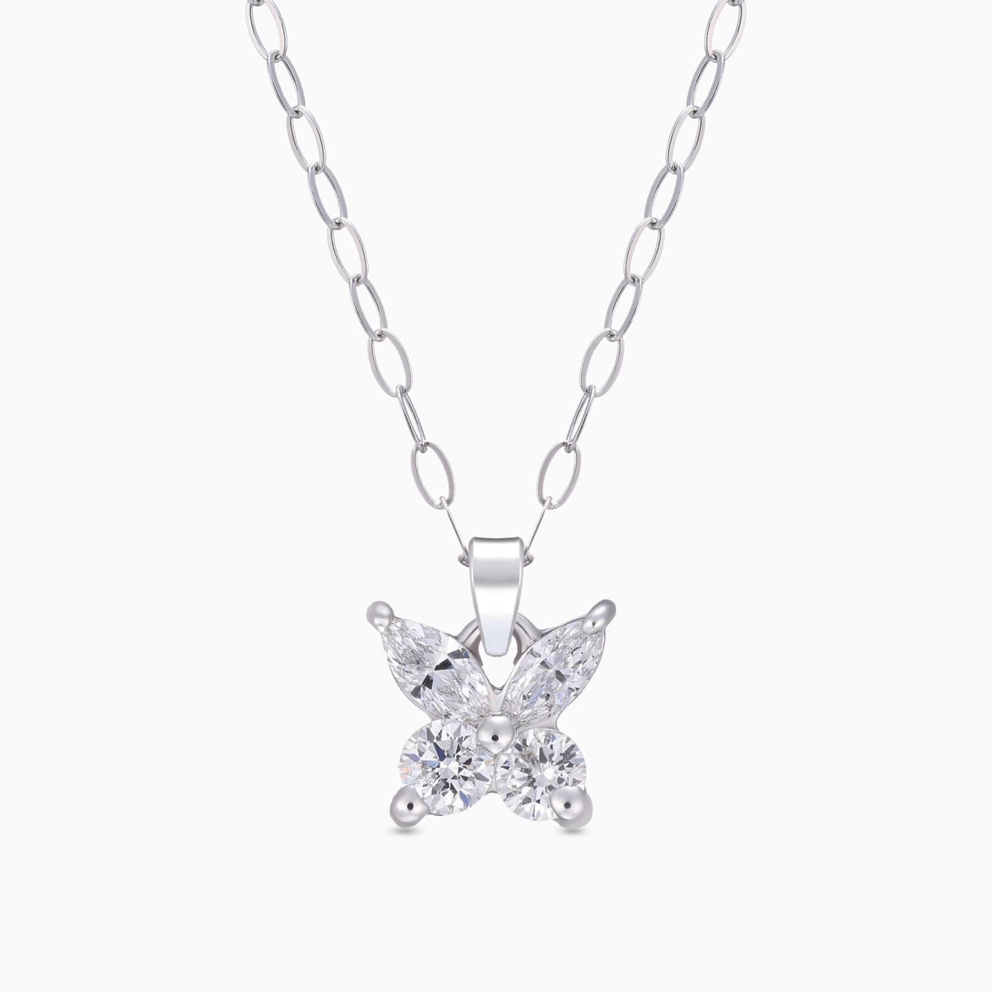 Kids Butterfly Diamond Pendant Necklace in 18K Gold