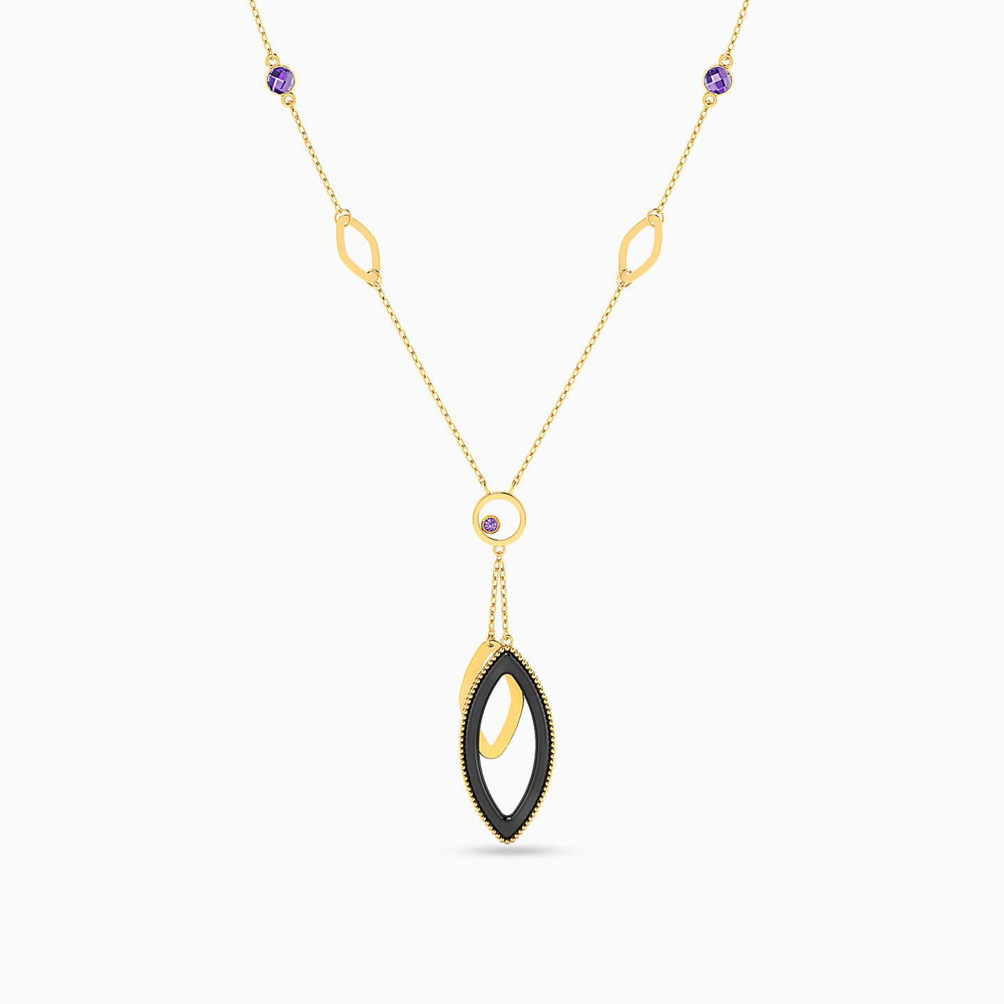 Marquise Colored Stones Necklace in 18K Gold - 3 Marquise Colored Stones Necklace in 18K Gold - 3