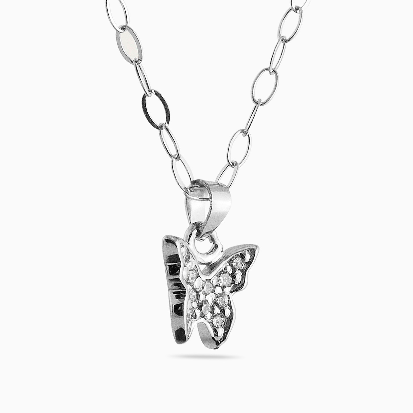 Kids Butterfly Diamond Pendant Necklace in 18K Gold - 2