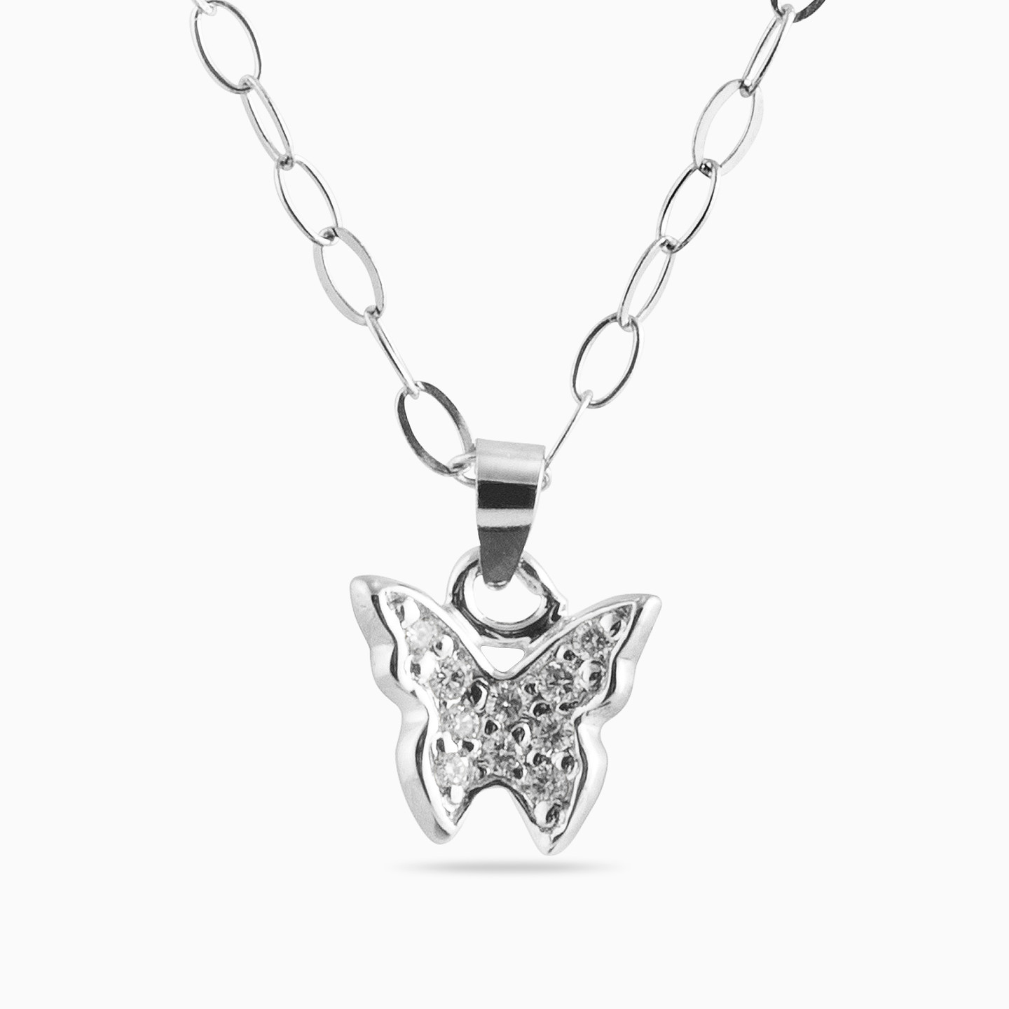 Kids Butterfly Diamond Pendant Necklace in 18K Gold - 4