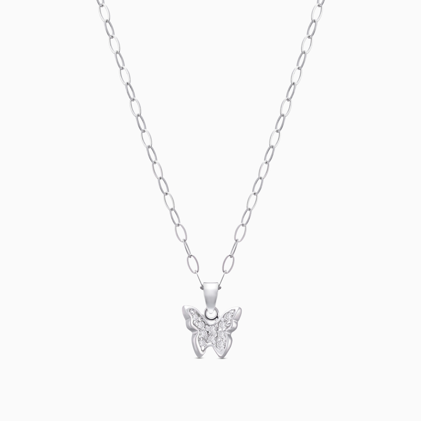 Kids Butterfly Diamond Pendant Necklace in 18K Gold - 5