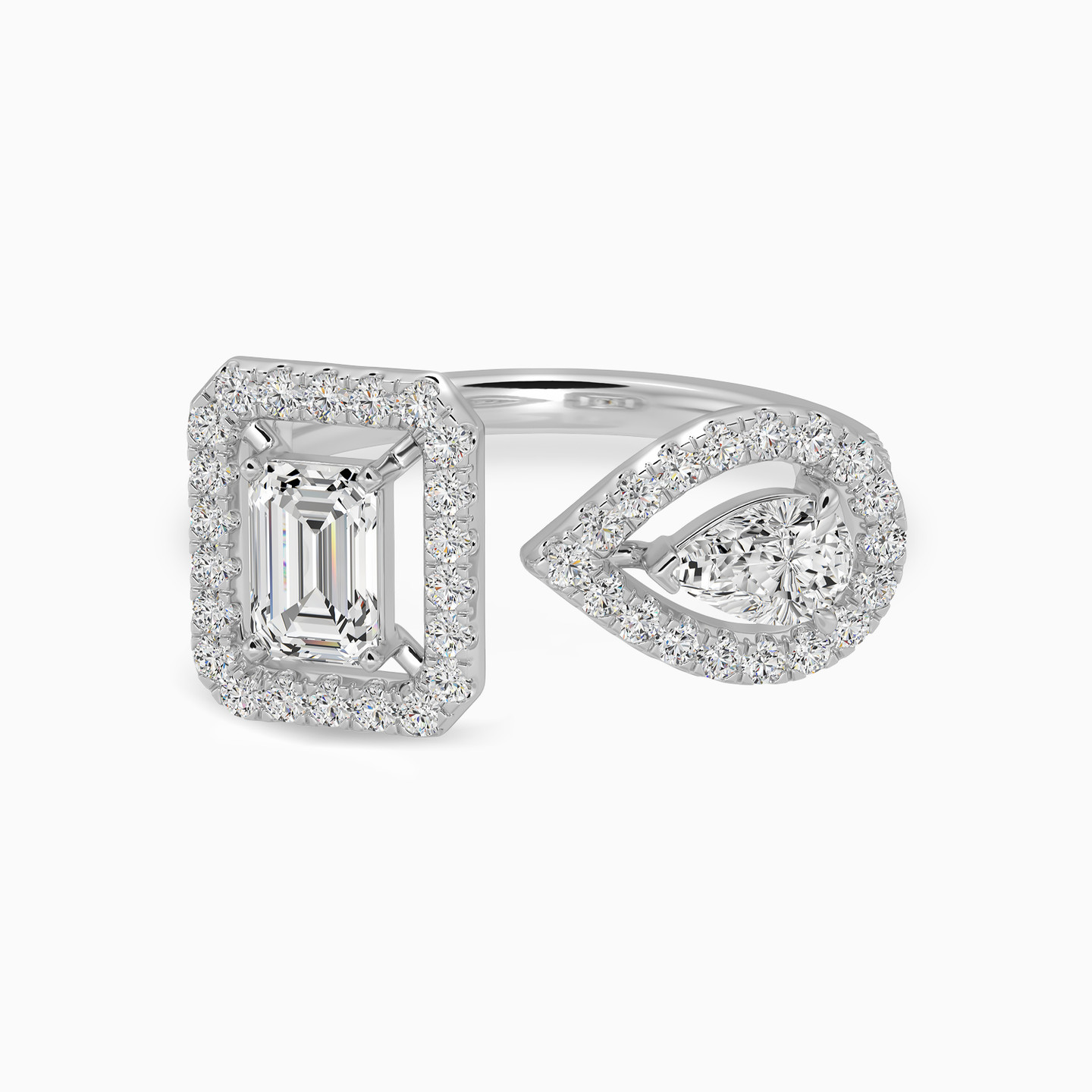 0.98 CT Multishaped Lab Grown Diamond Two headed Ring in 18K Gold 0.98 CT Multishaped Lab Grown Diamond Two headed Ring in 18K Gold