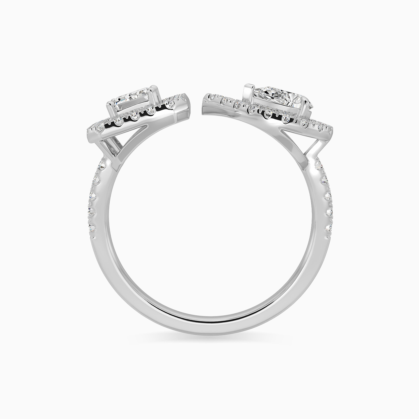 0.98 CT Multishaped Lab Grown Diamond Two headed Ring in 18K Gold - 3 0.98 CT Multishaped Lab Grown Diamond Two headed Ring in 18K Gold - 3