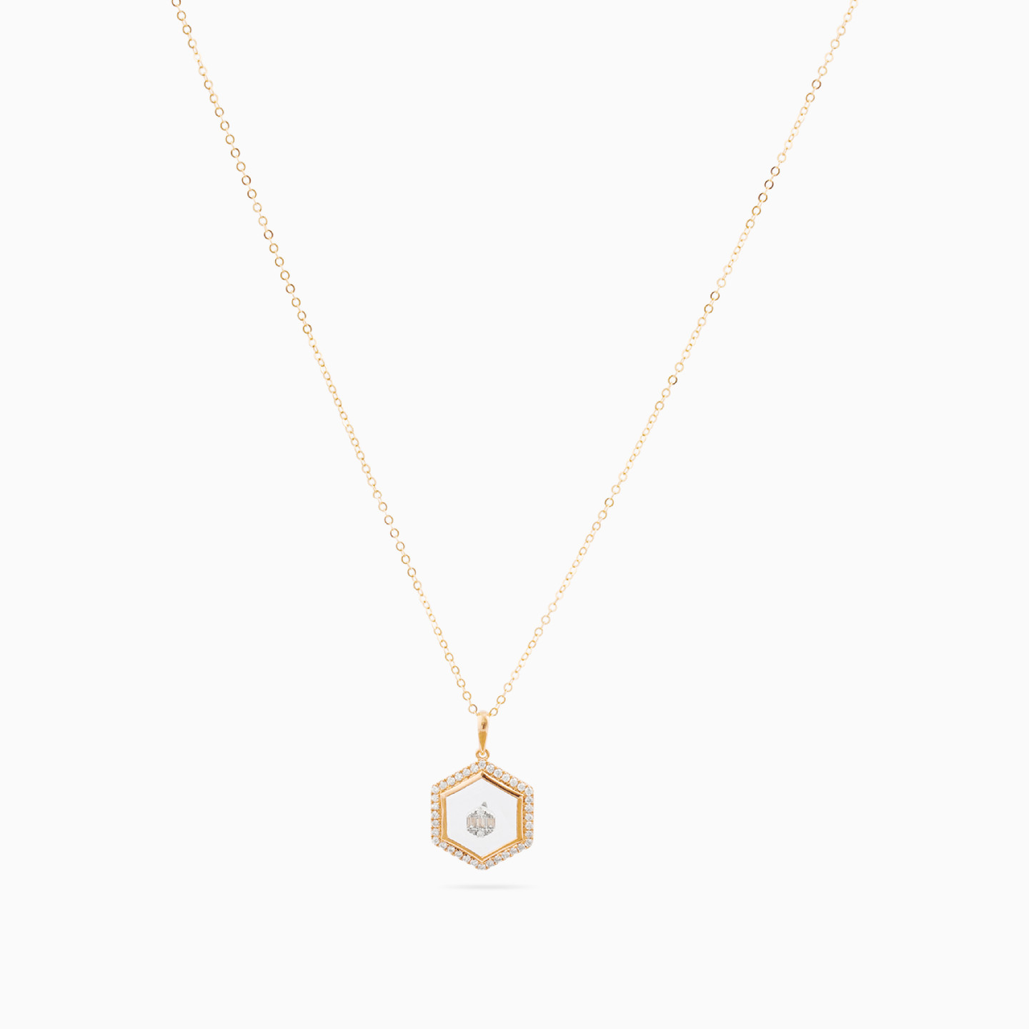 Hexagon Diamond Necklace in 18K Gold - 3 Hexagon Diamond Necklace in 18K Gold - 3