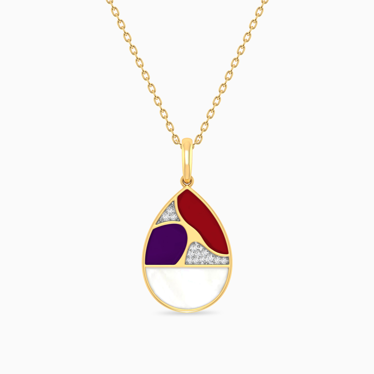Pear Diamond & Pearl Necklace in 18K Gold Pear Diamond & Pearl Necklace in 18K Gold