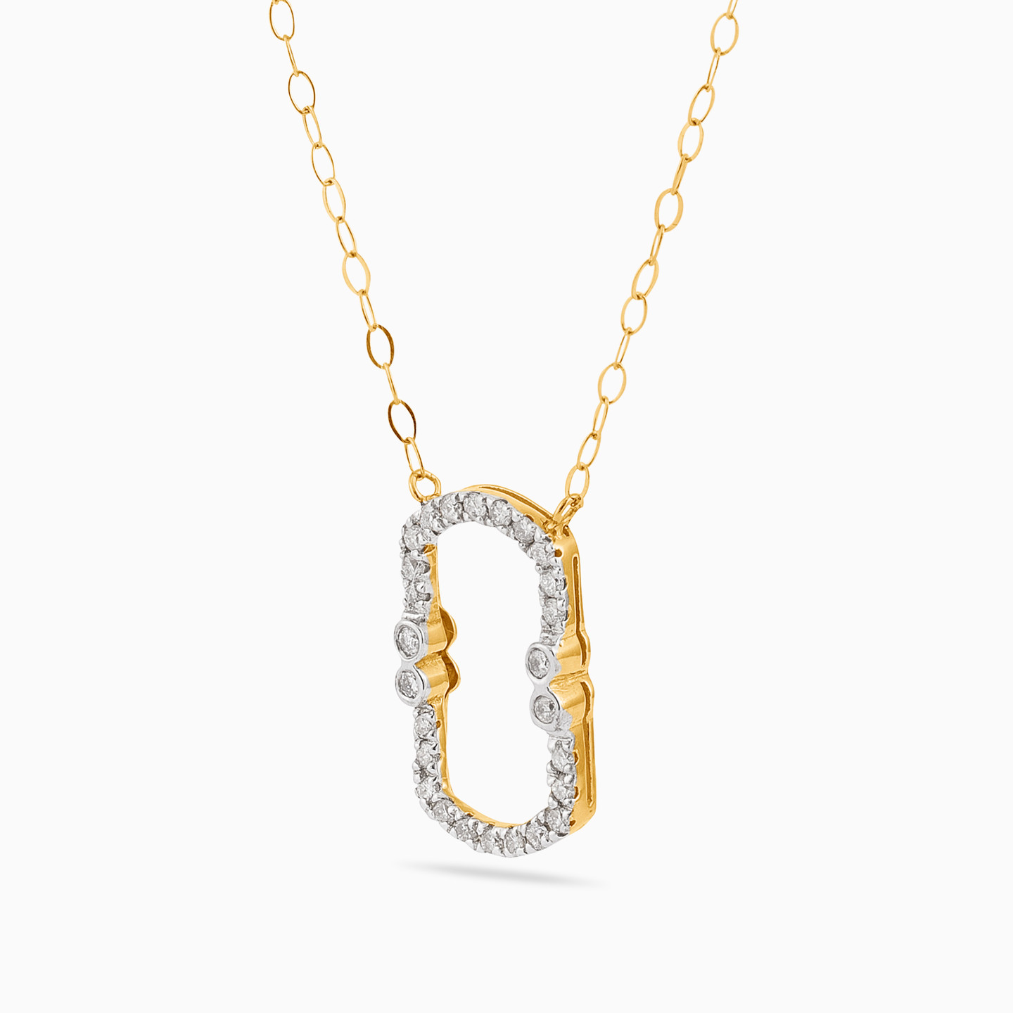 Rectangle Diamond Necklace in 18K Gold - 2 Rectangle Diamond Necklace in 18K Gold - 2