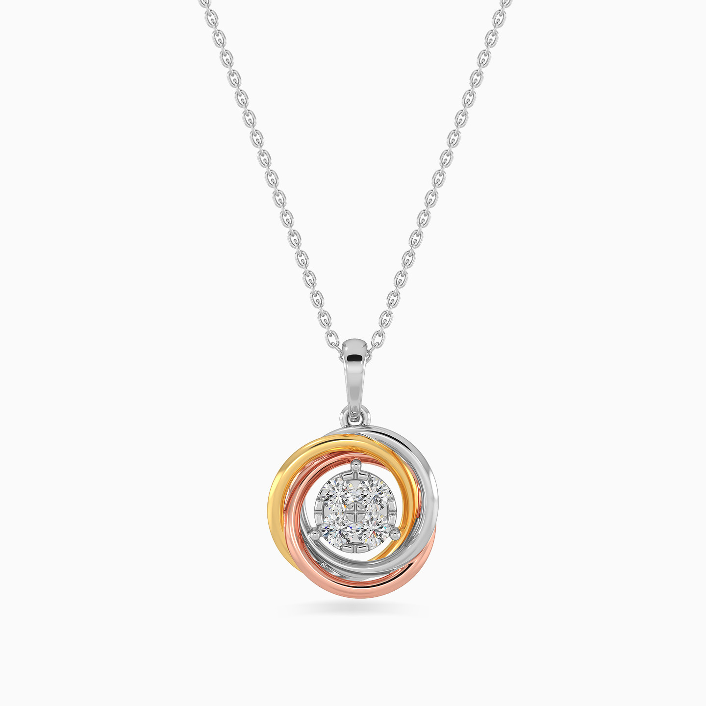 Circle Diamond Necklace in 18K Gold - 3 Circle Diamond Necklace in 18K Gold - 3