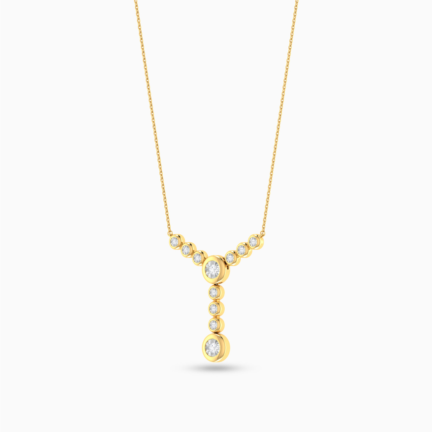 Circle Diamond Necklace in 18K Gold - 3 Circle Diamond Necklace in 18K Gold - 3