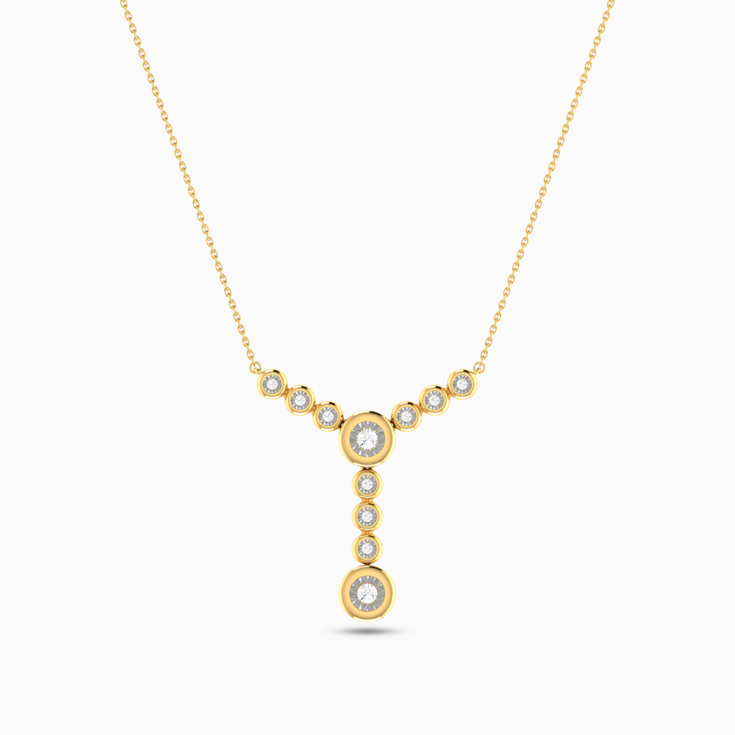 Circle Diamond Necklace in 18K Gold - 4 Circle Diamond Necklace in 18K Gold - 4