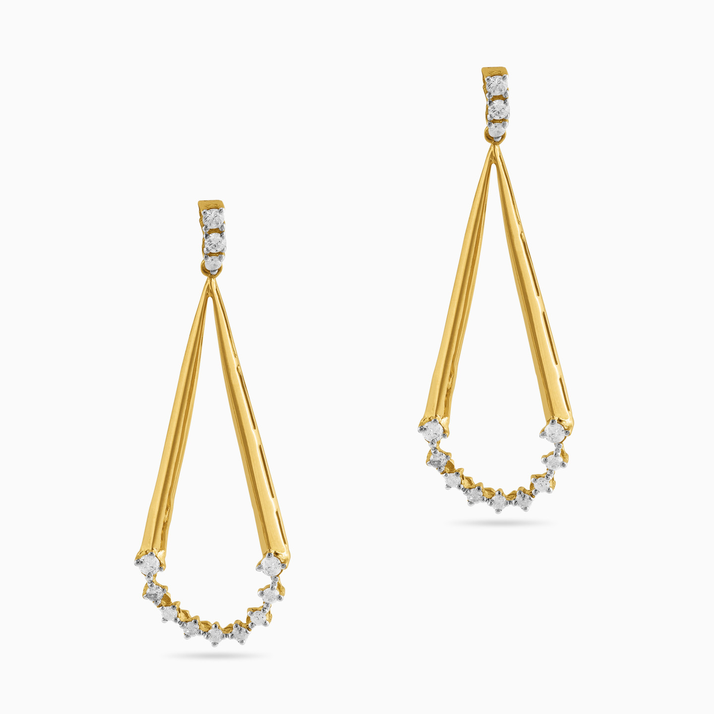 Pear Diamond Drop Earrings in 18K Gold - 2 Pear Diamond Drop Earrings in 18K Gold - 2