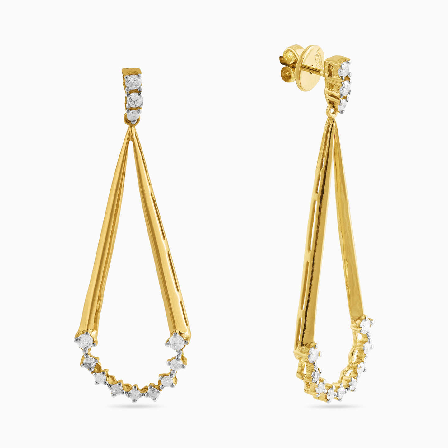 Pear Diamond Drop Earrings in 18K Gold - 3 Pear Diamond Drop Earrings in 18K Gold - 3