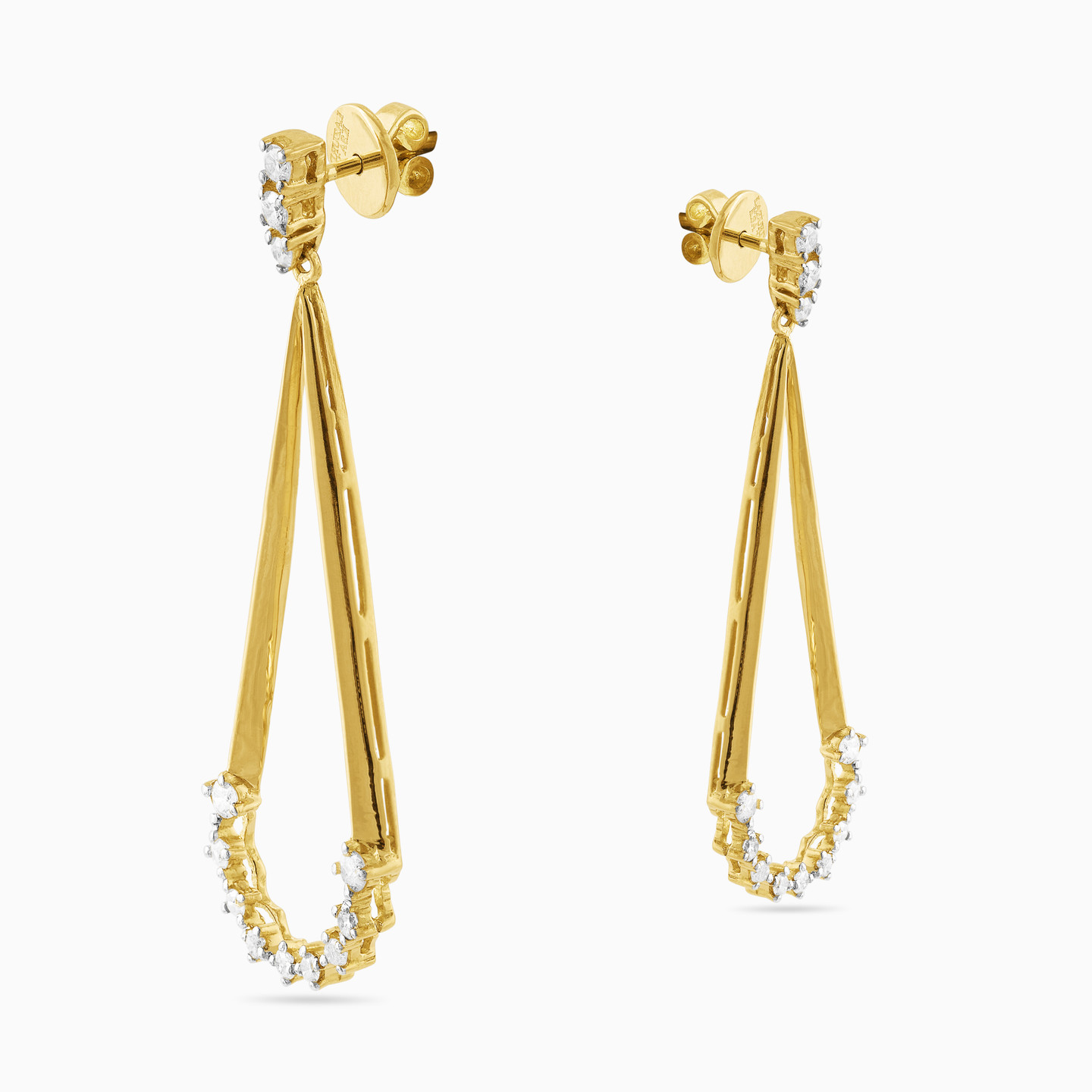 Pear Diamond Drop Earrings in 18K Gold - 4 Pear Diamond Drop Earrings in 18K Gold - 4