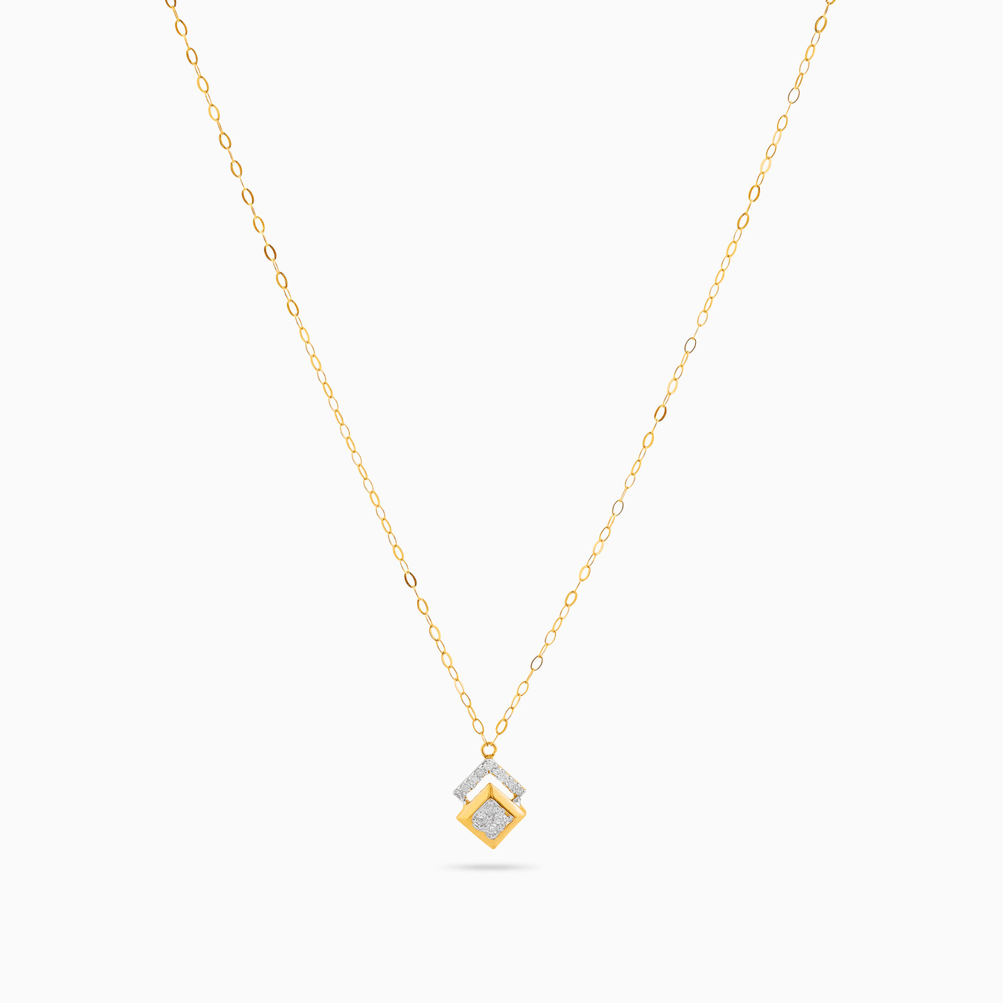 Square Diamond Necklace in 18K Gold - 3 Square Diamond Necklace in 18K Gold - 3