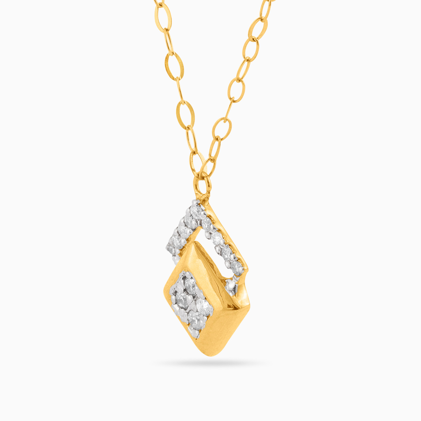Square Diamond Necklace in 18K Gold - 2 Square Diamond Necklace in 18K Gold - 2