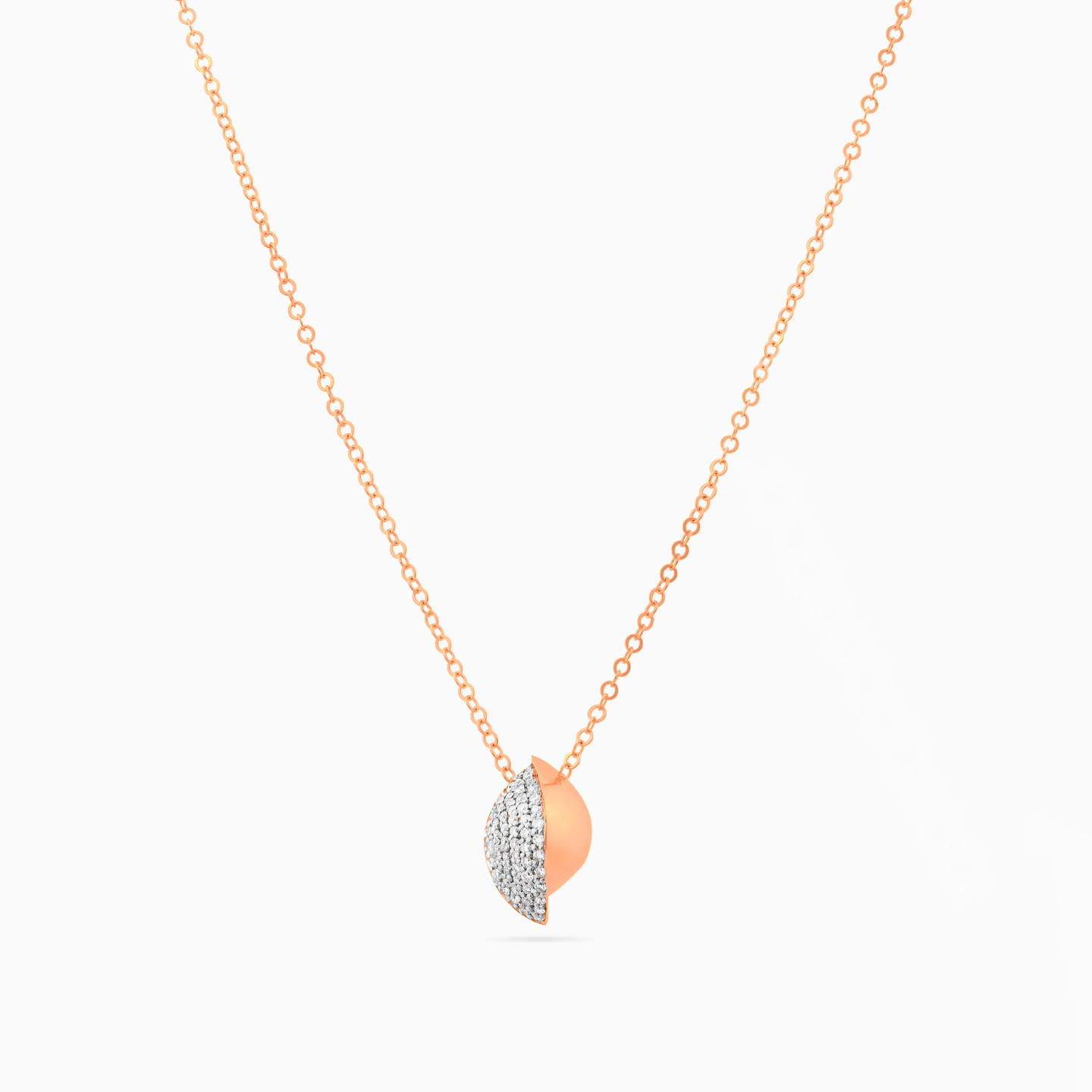 Oval Diamond Necklace in 18K Gold - 3 Oval Diamond Necklace in 18K Gold - 3