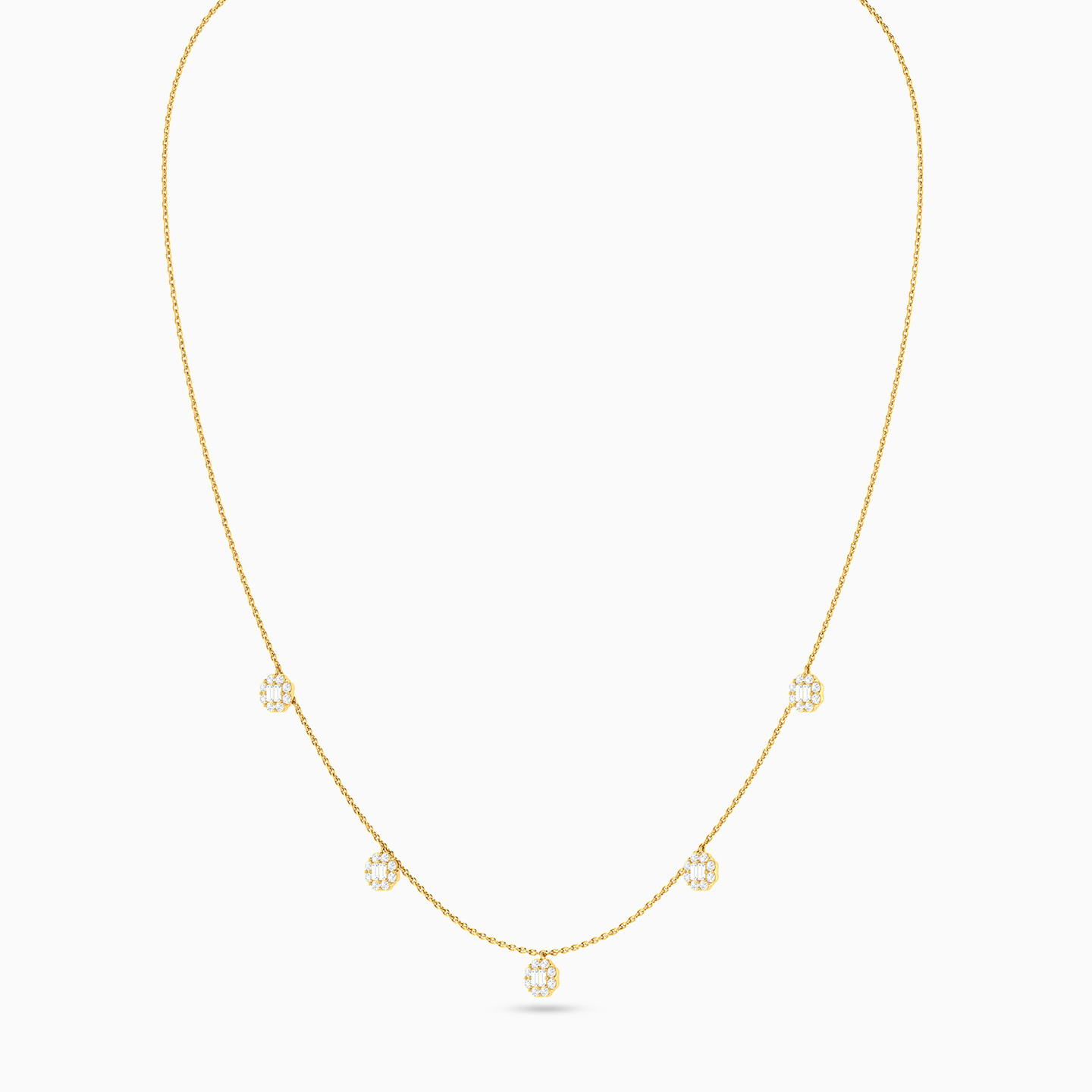Flower Diamond Chain Necklace in 18K Gold - 3 Flower Diamond Chain Necklace in 18K Gold - 3