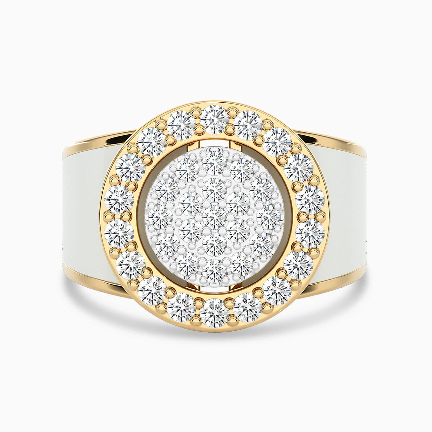 Circle Diamond & Enamel Coated Ring in 18K Gold Circle Diamond & Enamel Coated Ring in 18K Gold